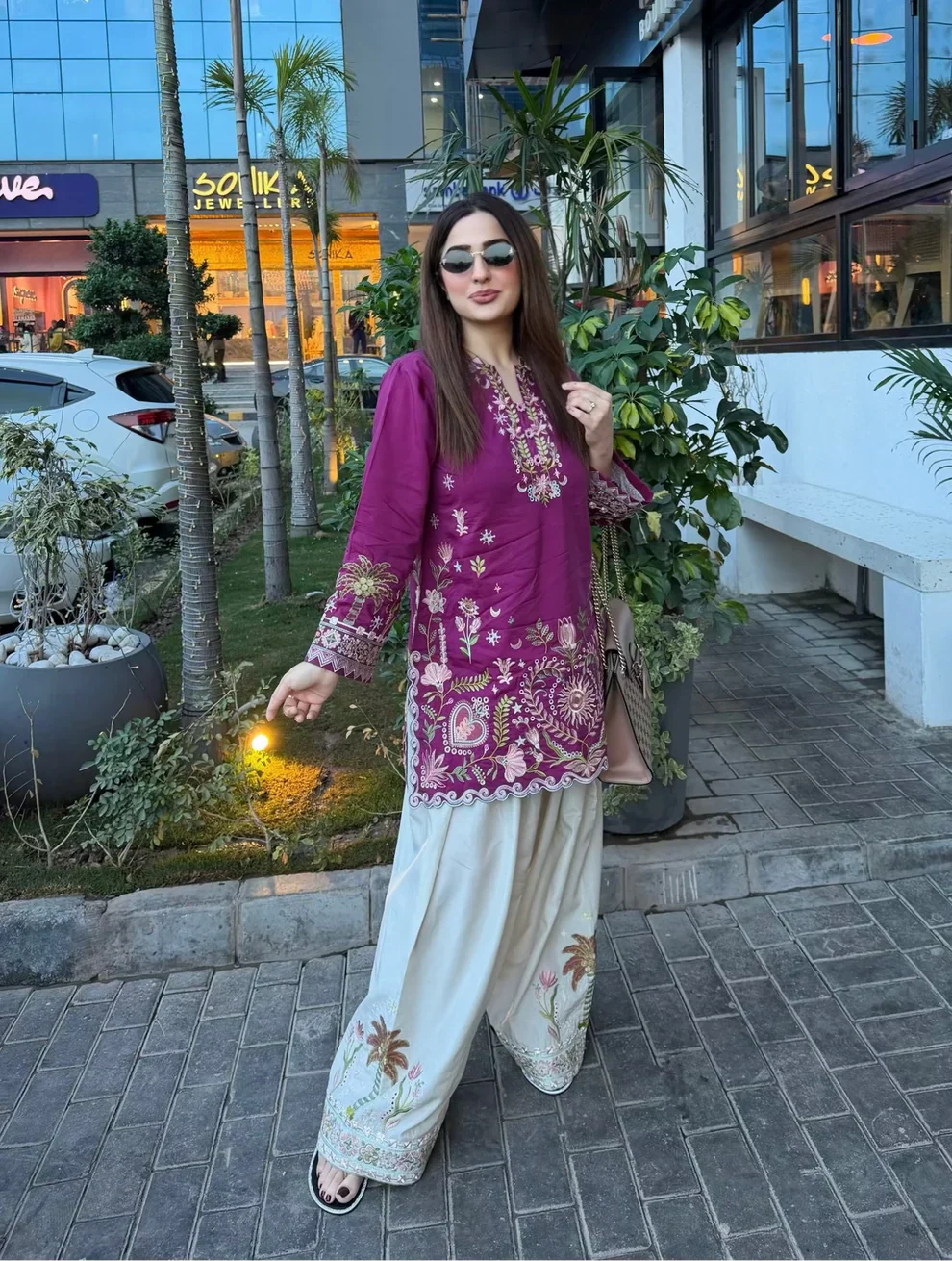Mulberry Bloom 3 Piece Embroidered Suit for Women T