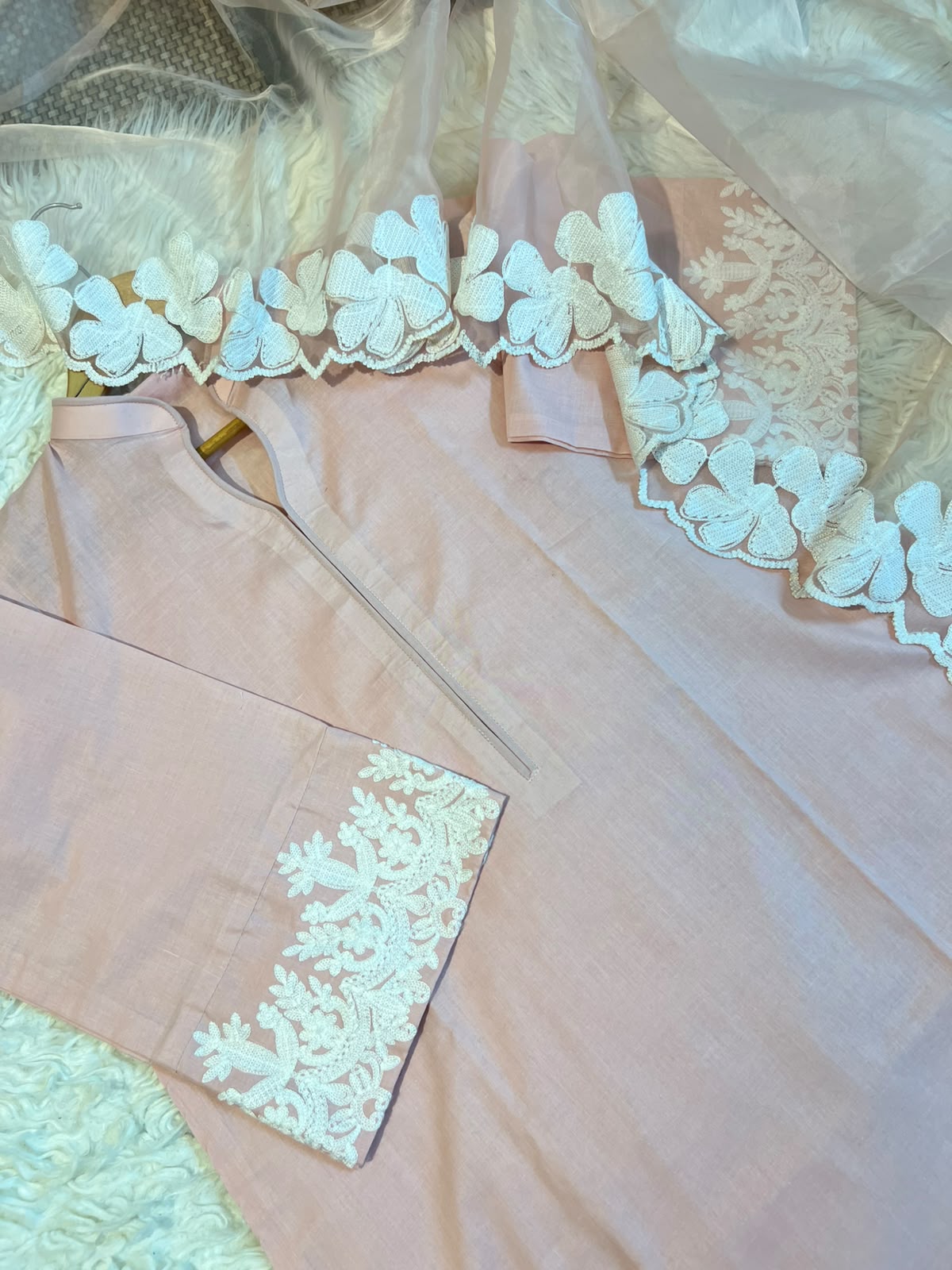 Blush Pink Embroidered 3 Piece Lawn Suit S