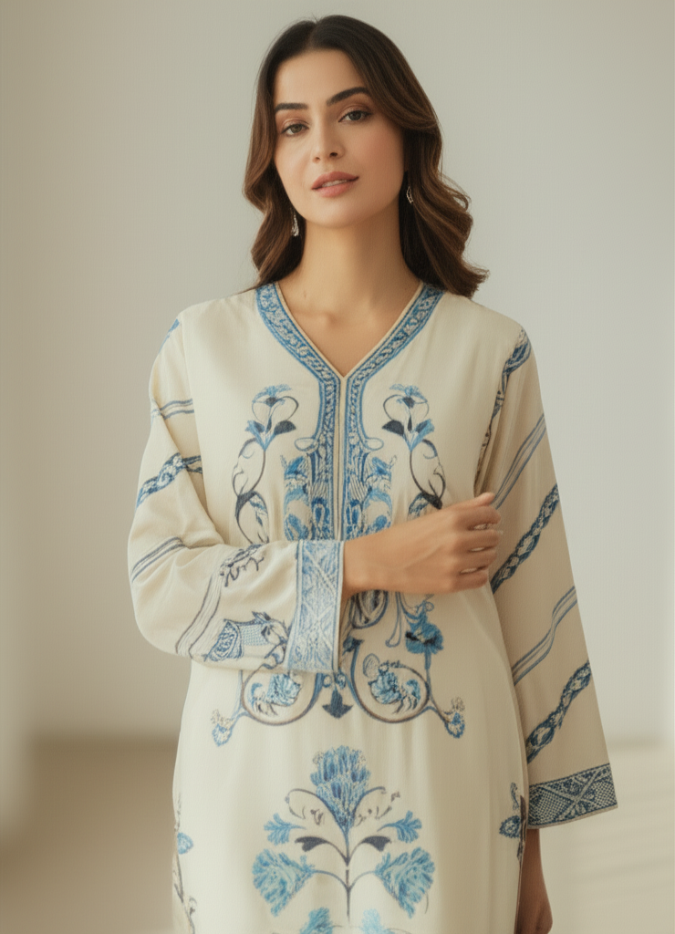 Kehksha Embroidered Dhank 2PC Suit for Ladies T