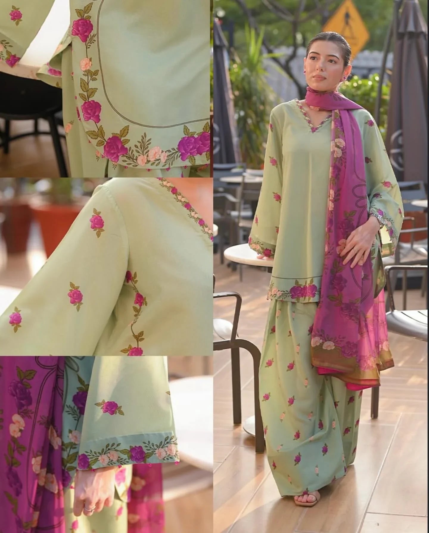 Celadon Petals – Premium Embroidered 3PC Lawn Suit AD