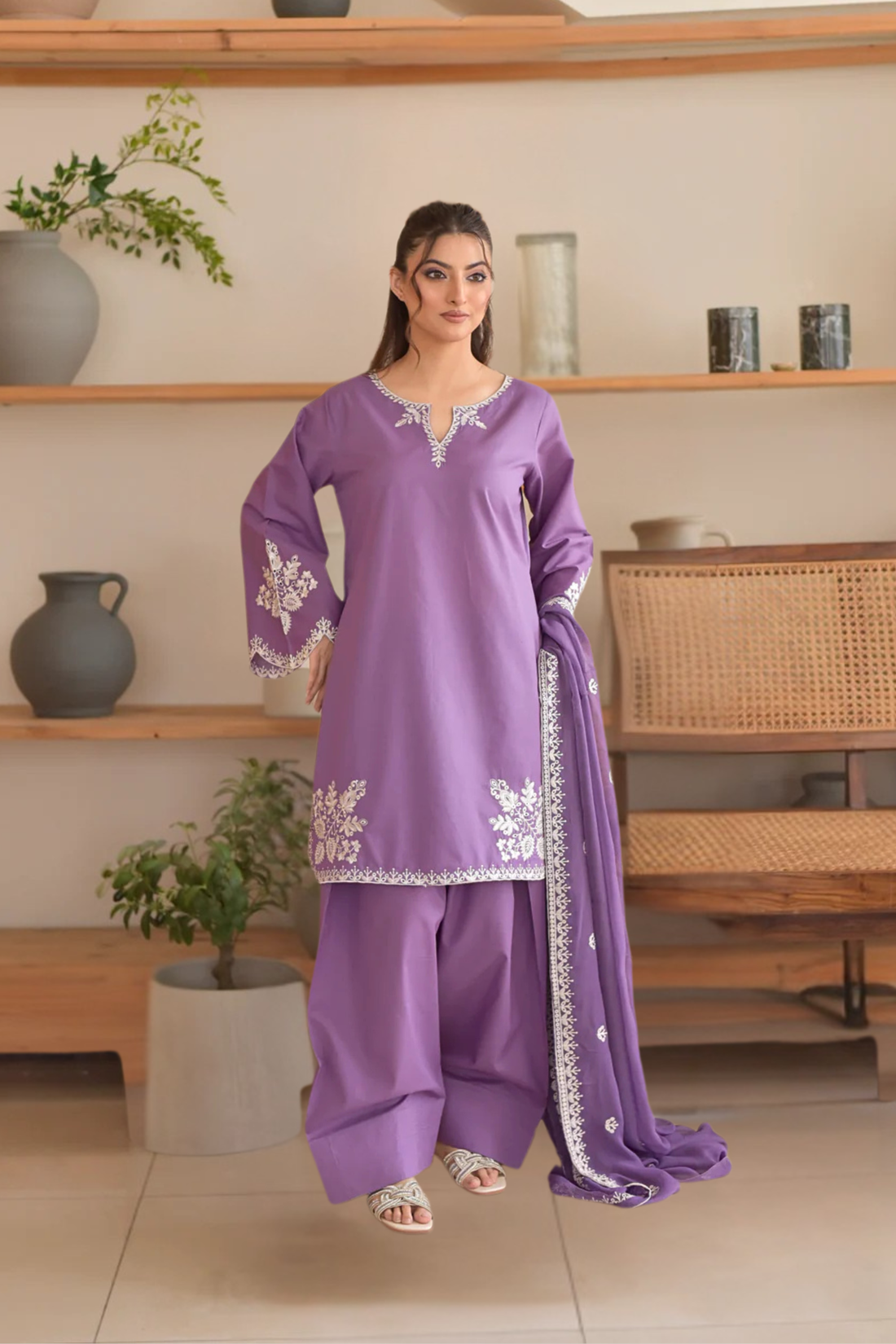 Zoha 3PC Women’s Embroidered Suit – Elegant 3 Piece Dress