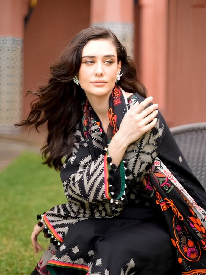 ZARA NOIR – Wool Shawl 3-Piece Printed Dress (Stitched) AD