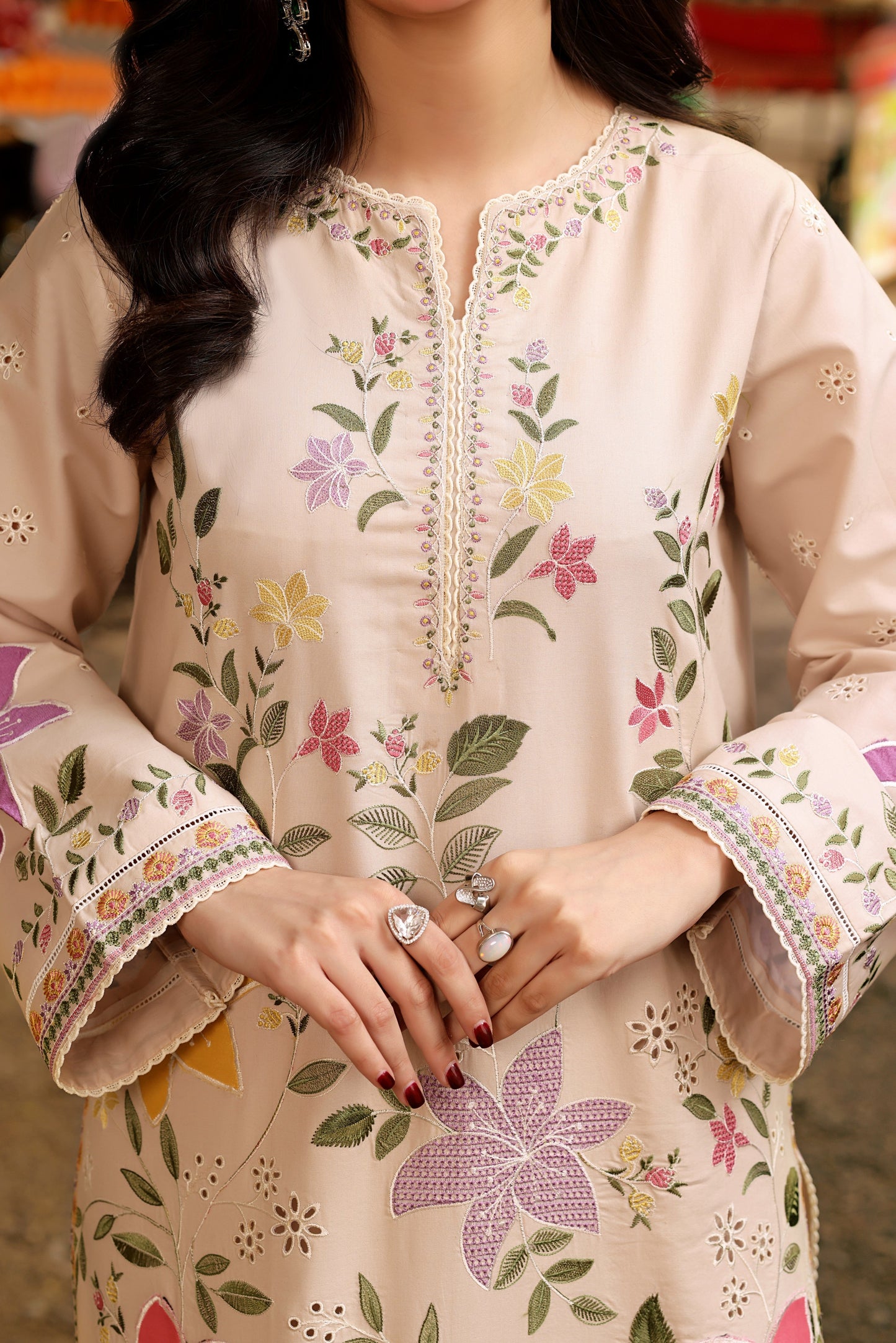 Multi Flower Embroidered 3PC Lawn Suit for Women T