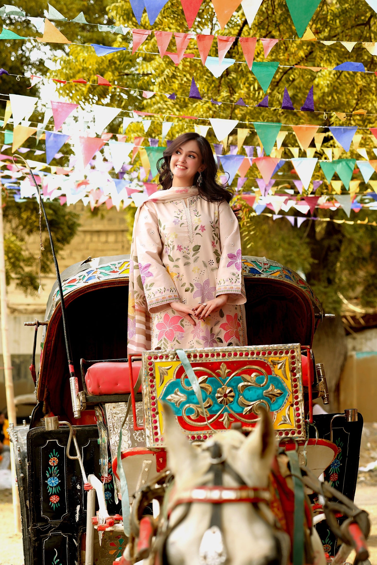 Multi Flower Embroidered 3PC Lawn Suit for Women T