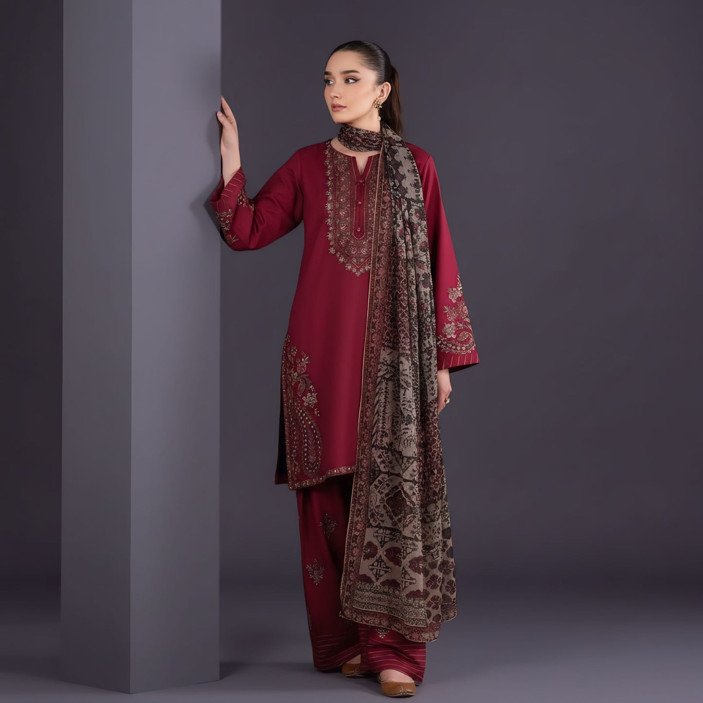 Abira 3 Piece Suit – Premium Embroidered Women's Dress T