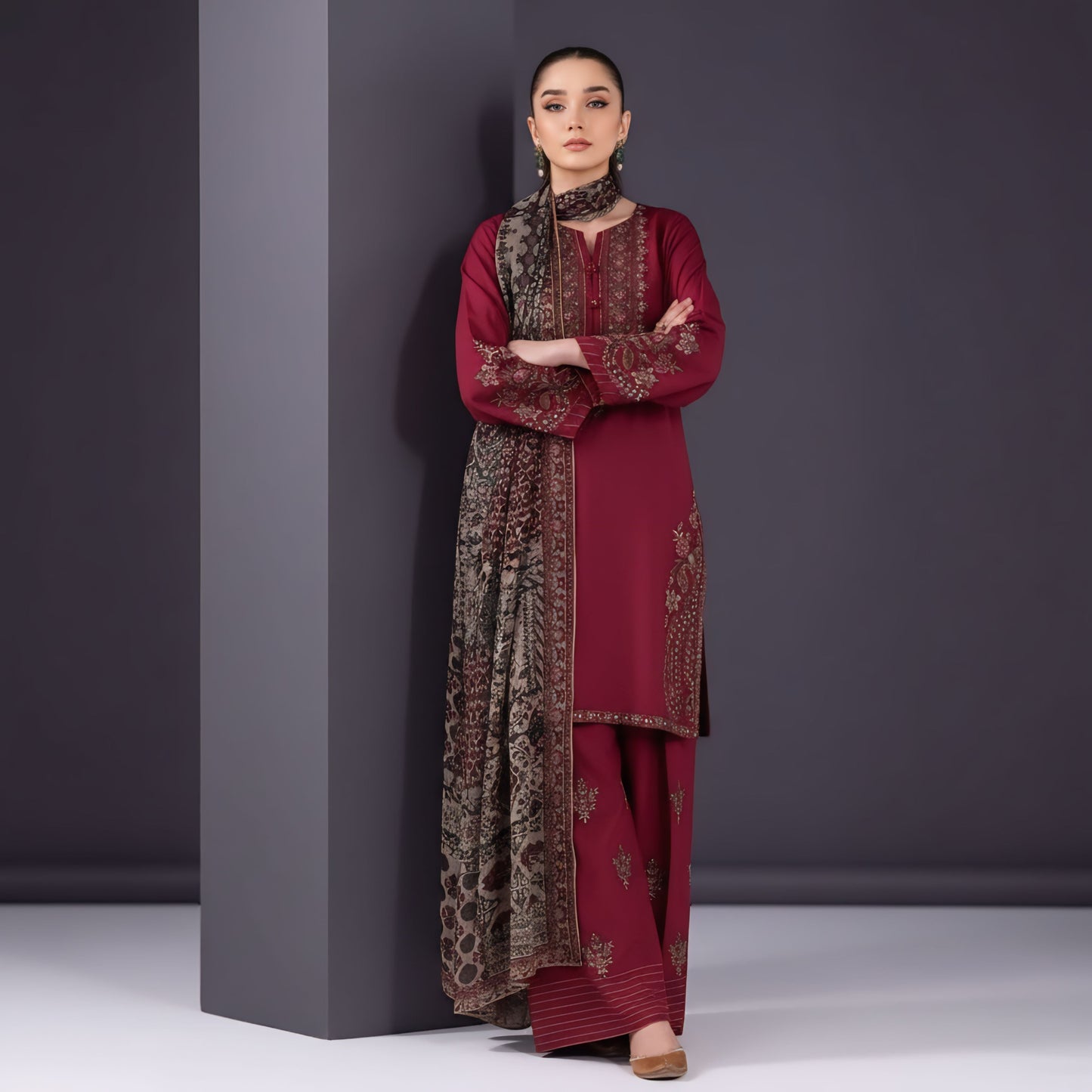 Abira 3 Piece Suit – Premium Embroidered Women's Dress T