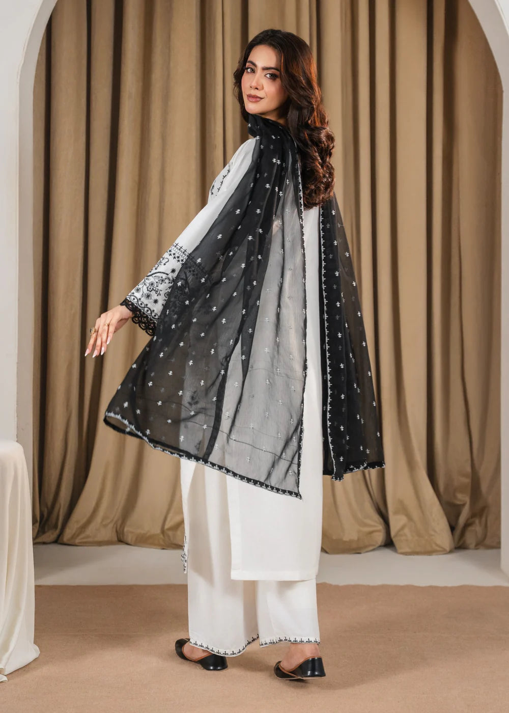 White Pearl 3PC Embroidered Suit T