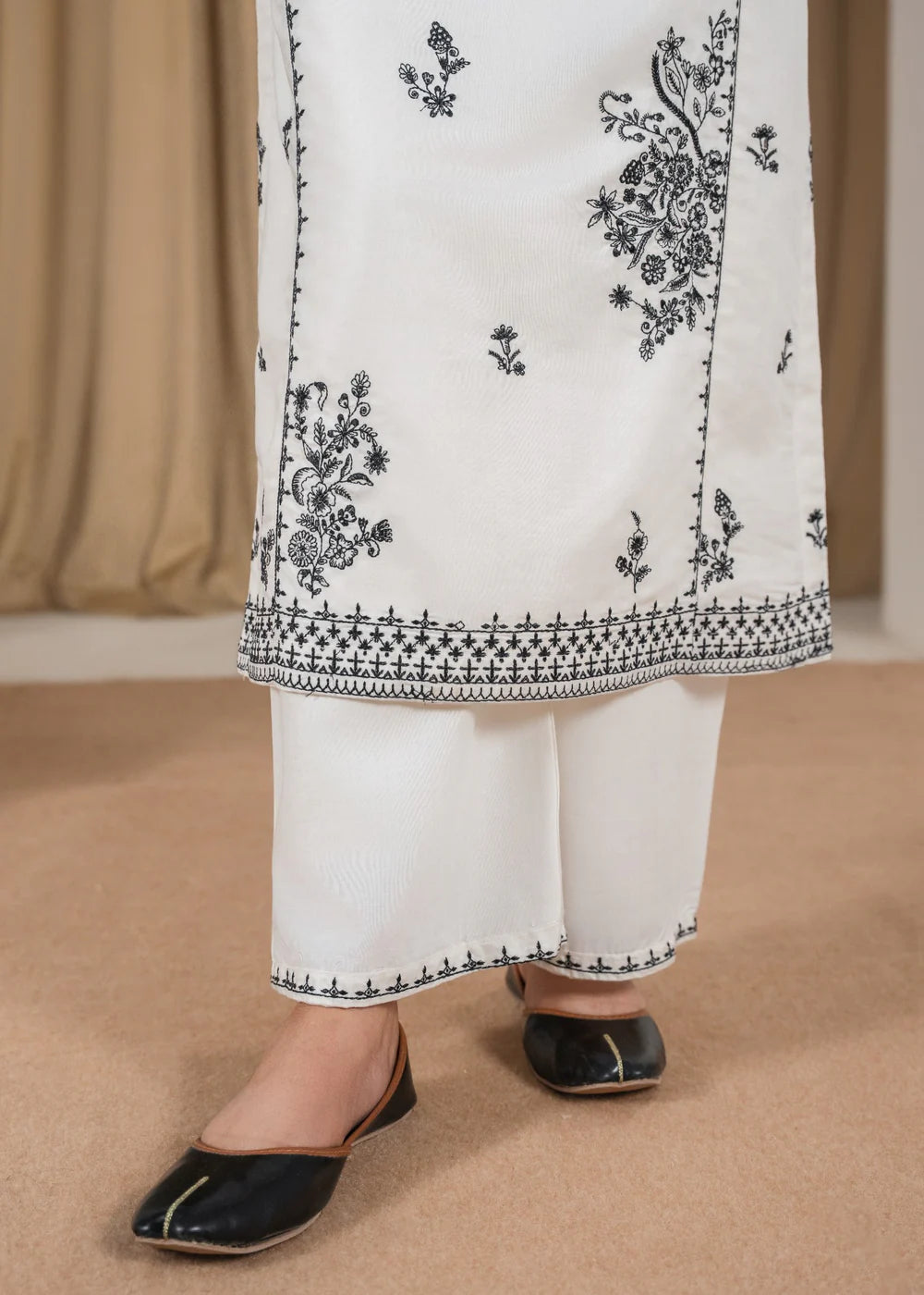 White Pearl 3PC Embroidered Suit T