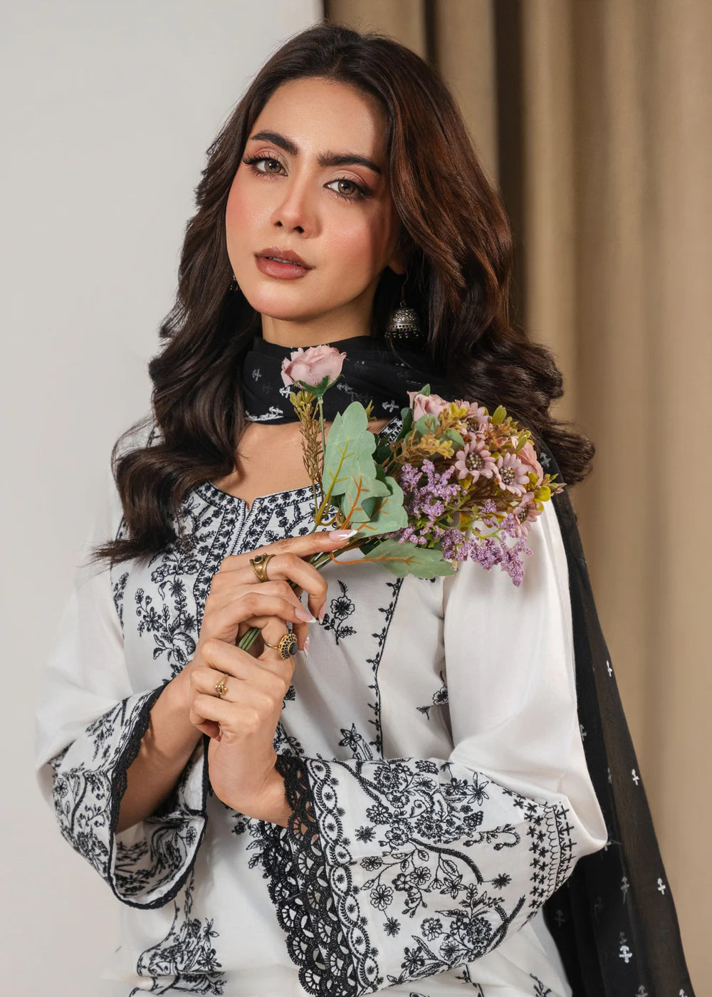 White Pearl 3PC Embroidered Suit T