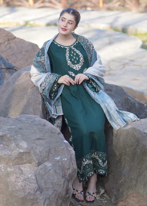 MANNAT EMBROIDERED 3PC  Stitched Lawn Suit PL