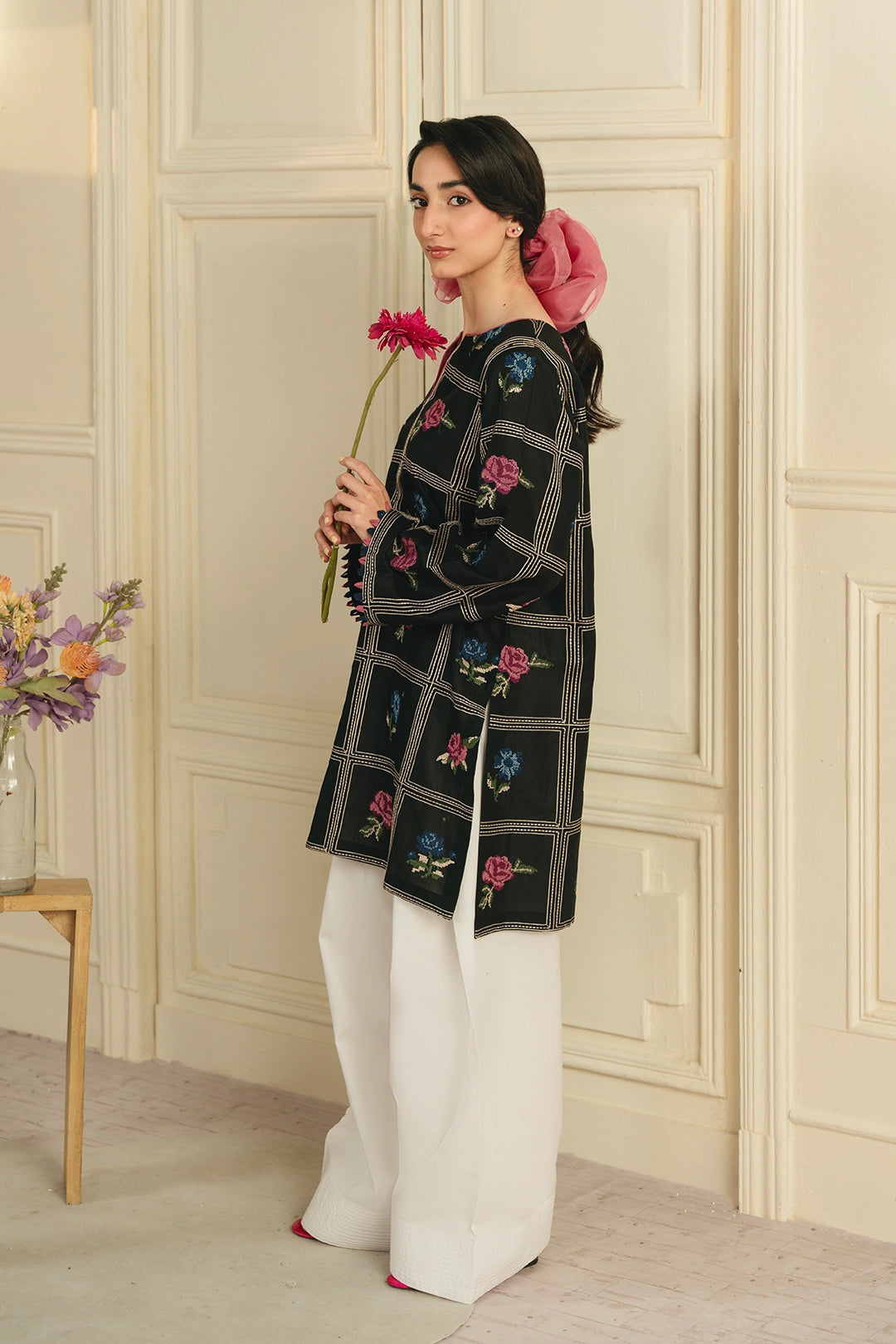 Deep Rose - Cross Stitch Emb 2 Piece Farshi Shalwar Outfit AD