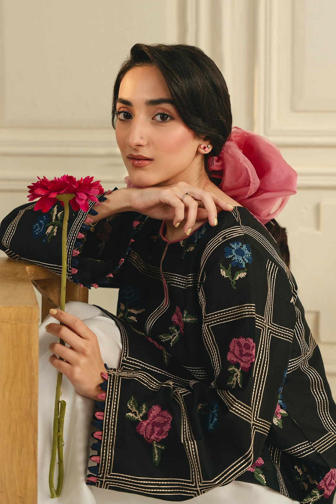 Deep Rose - Cross Stitch Emb 2 Piece Farshi Shalwar Outfit AD