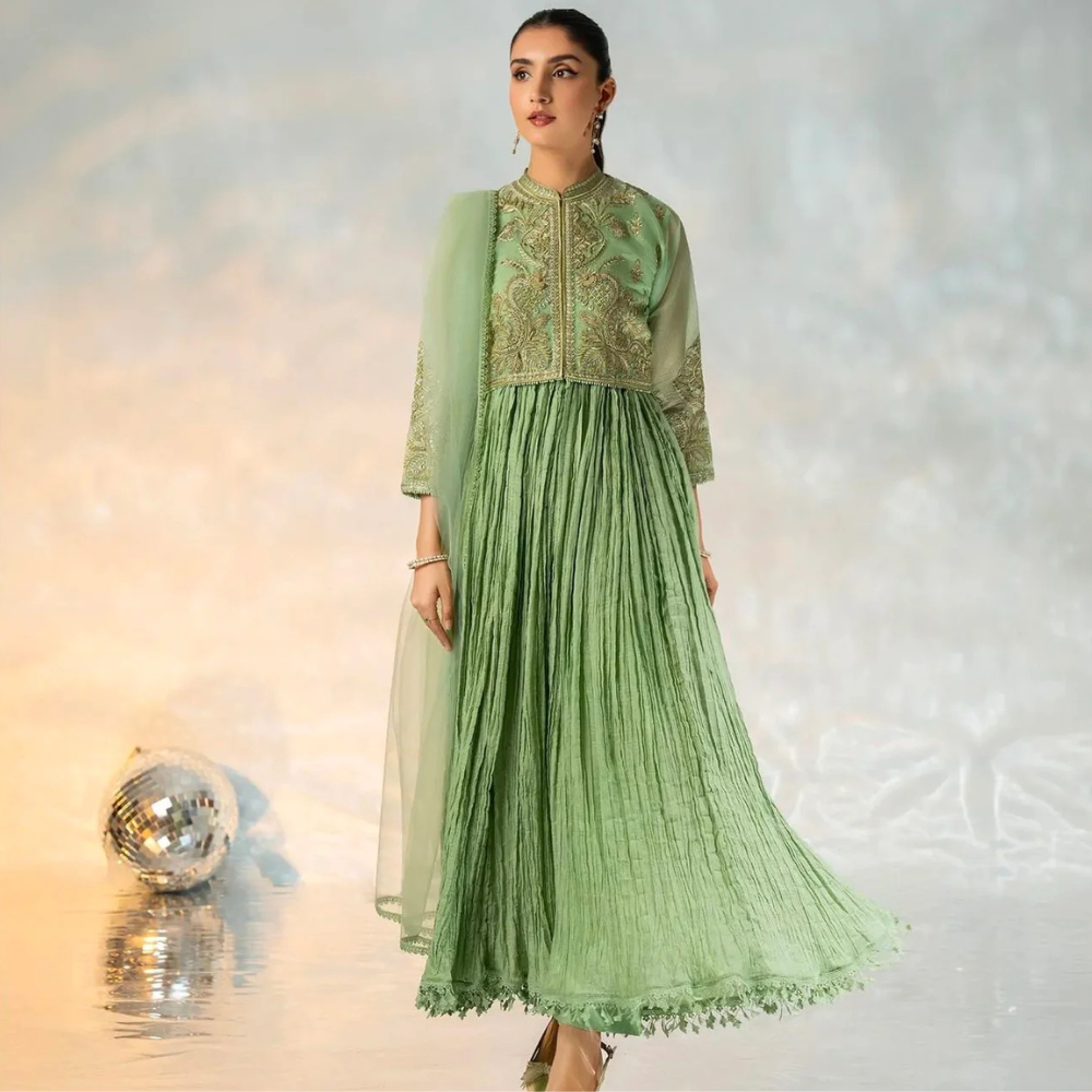 Stunning Green Anarkali Dress – Timeless Elegance & Grace