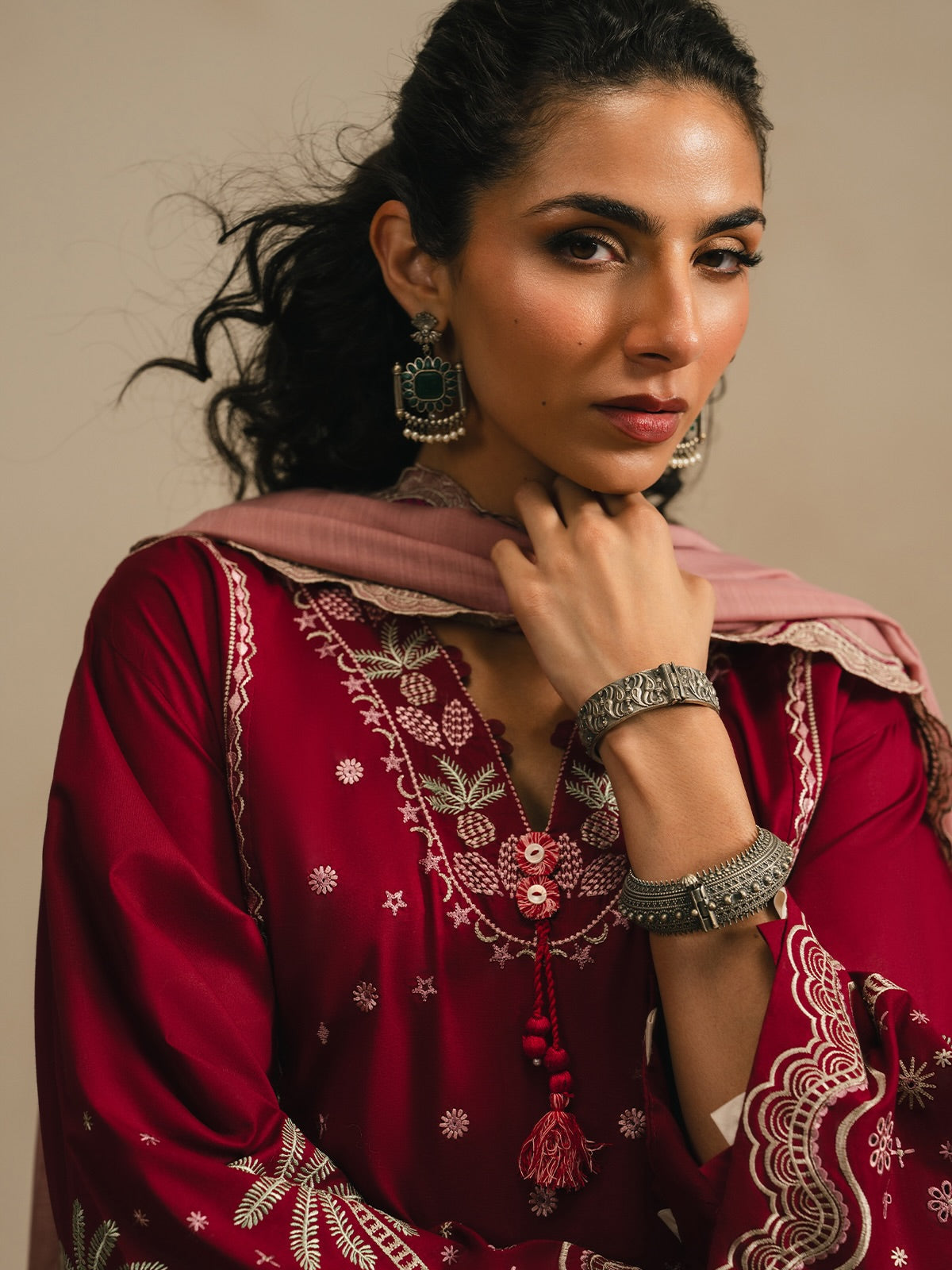 Ruby Grace 3Pcs Women's Embroidered Suit | T