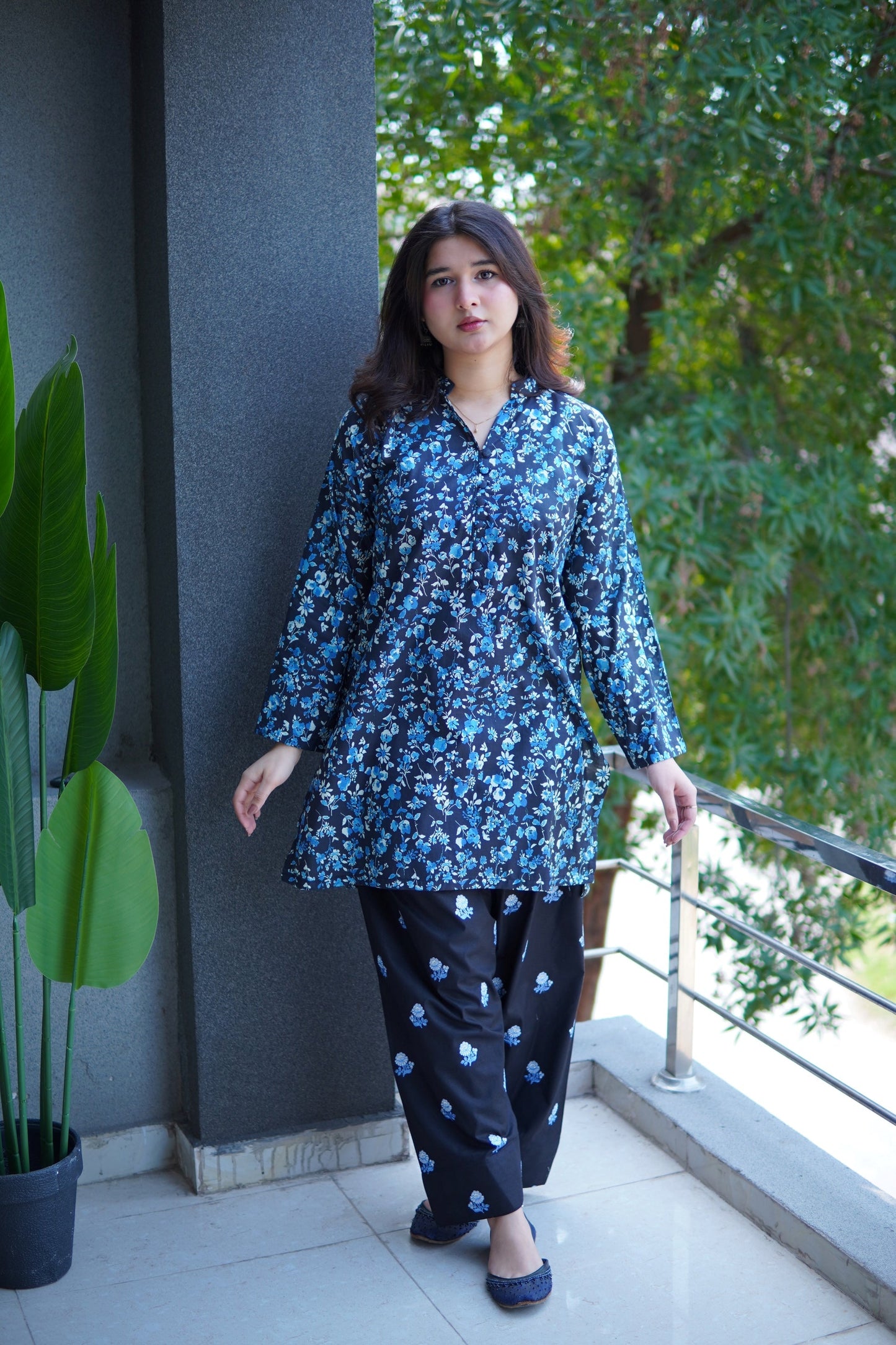 Blue Digital Printed Suit for Women – 2Pc
