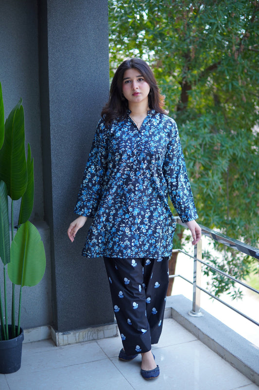 Blue Digital Printed Suit for Women – 2Pc