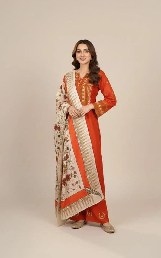 AYAT- 3PC EMBROIDERED WITH  DIGITAL DUPPATA PL