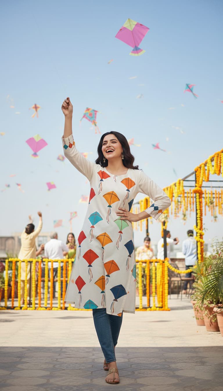 Basant Bloom – Printed Kurti (Stitched) AD