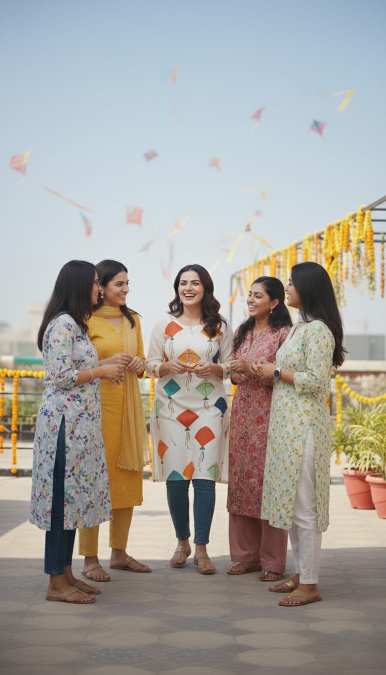 Basant Bloom – Printed Kurti (Stitched) AD