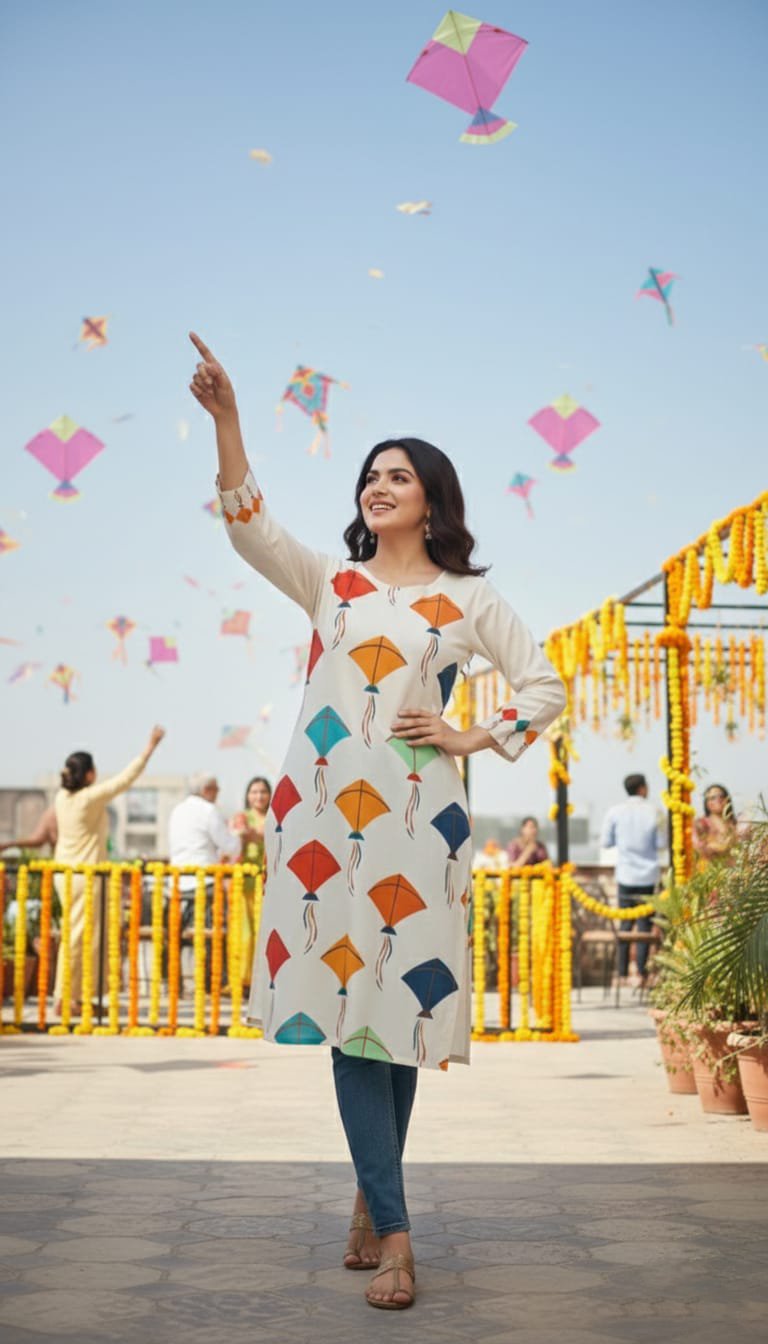 Basant Bloom – Printed Kurti (Stitched) AD