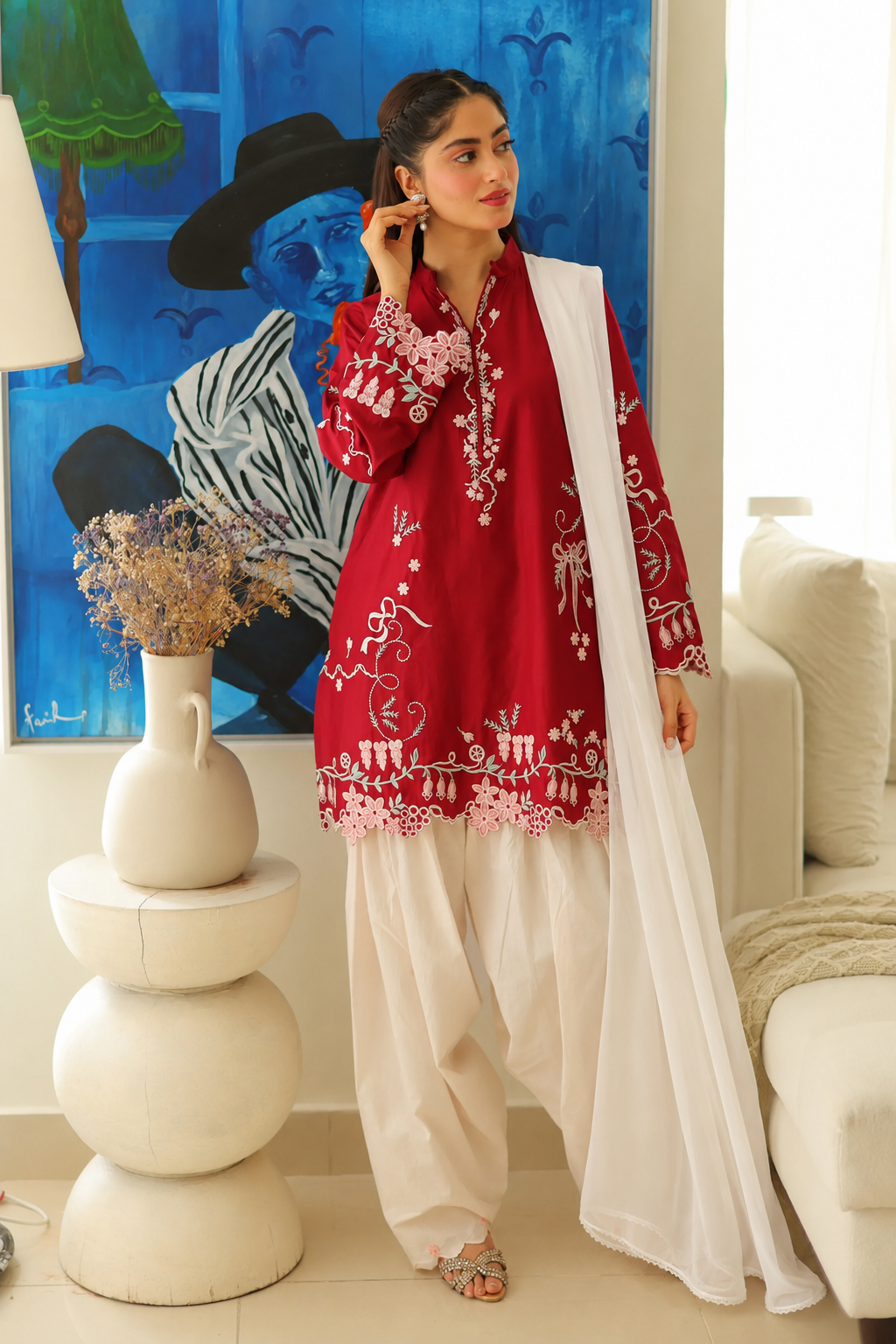 Rosette 3 PCs Embroidered Suit for Women | T