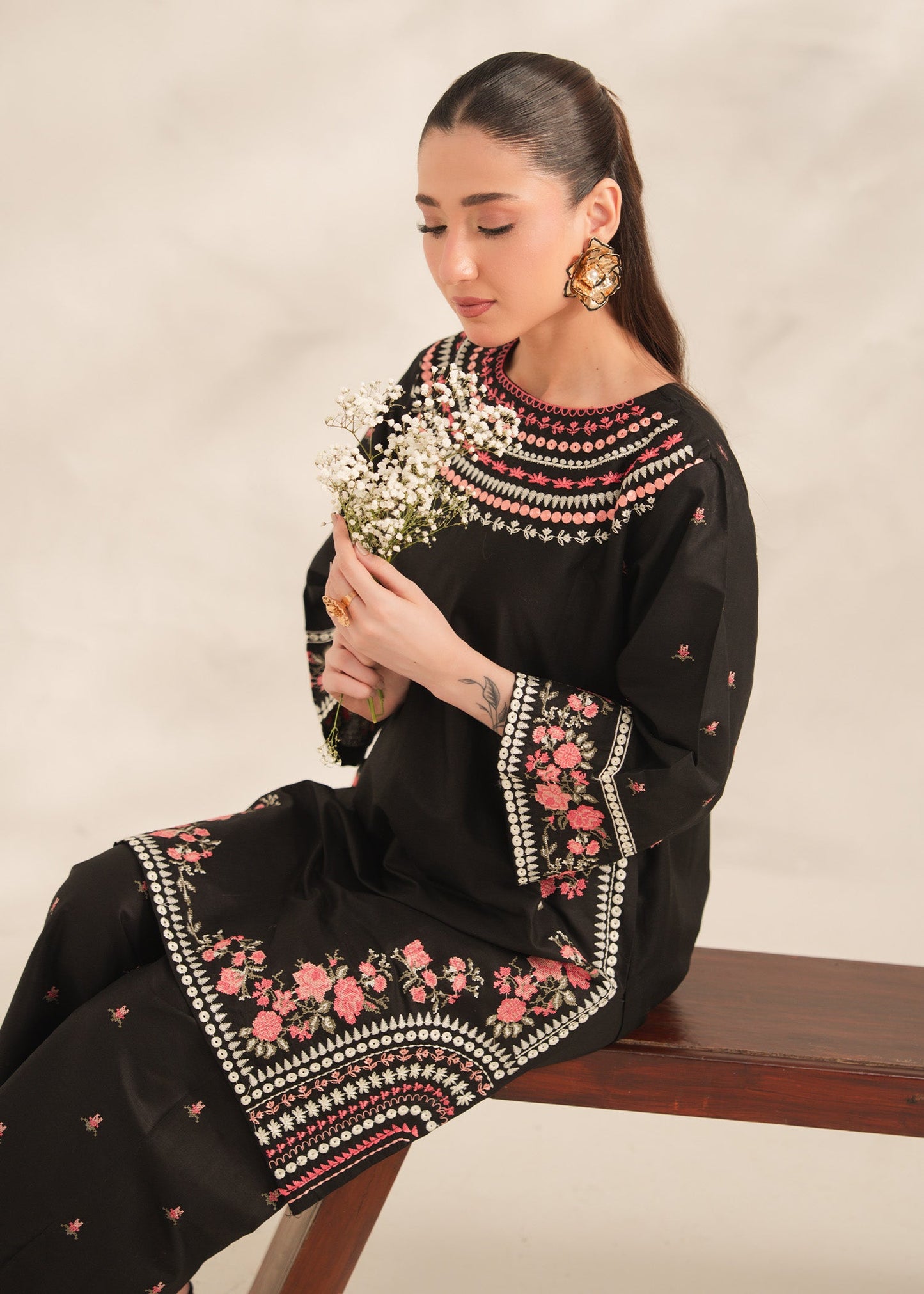 Black Roll Women's Suit | Stylish Pakistani Wear Pl