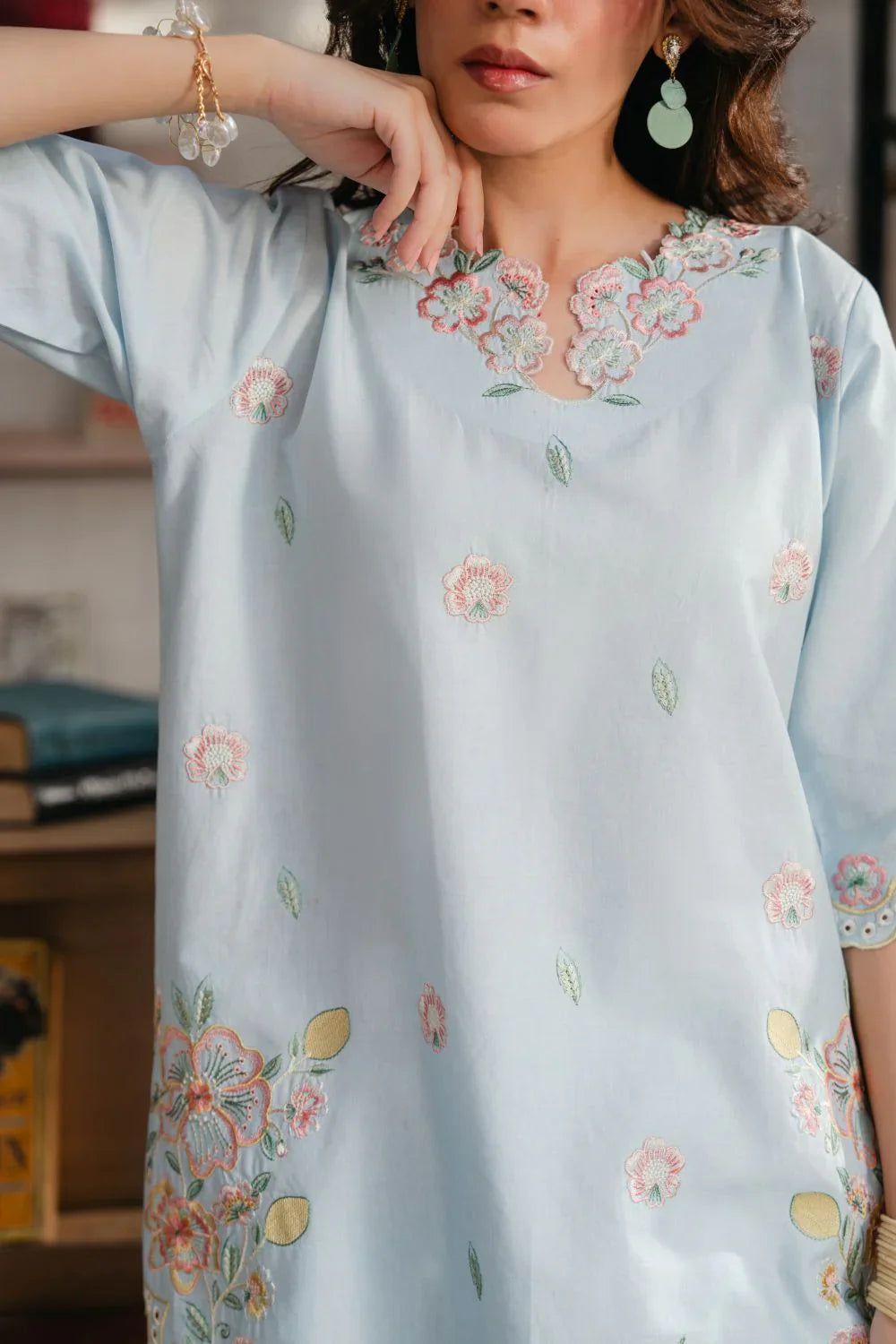 Elara 3 Piece Embroidered Suit – Premium Women's Wear T