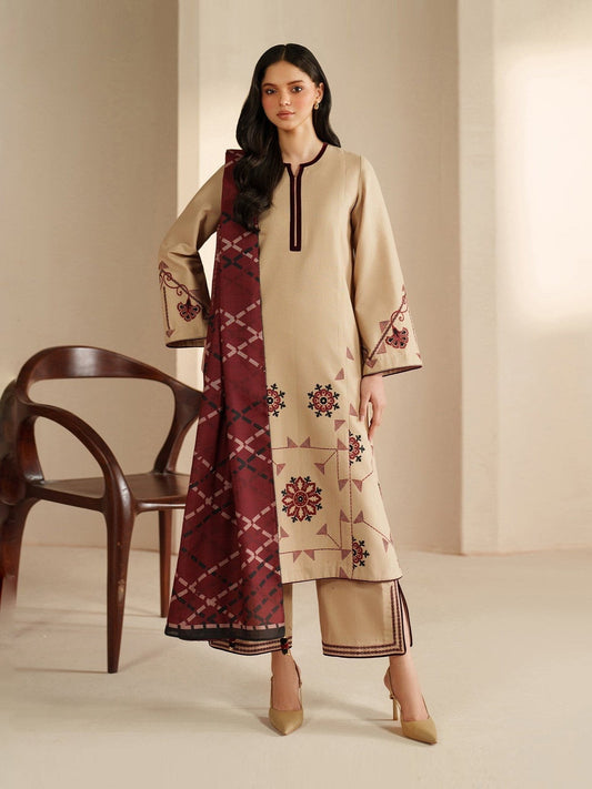 Naqsh Elegance 3PC Cotton Lawn Suit – Premium Stitched AD