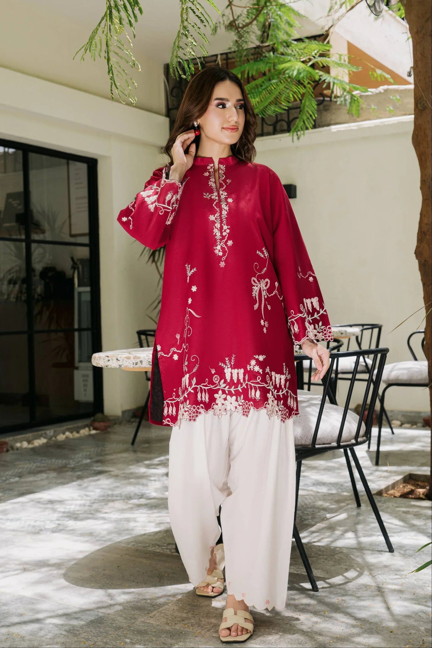 Rosette 3 PCs Embroidered Suit for Women | T