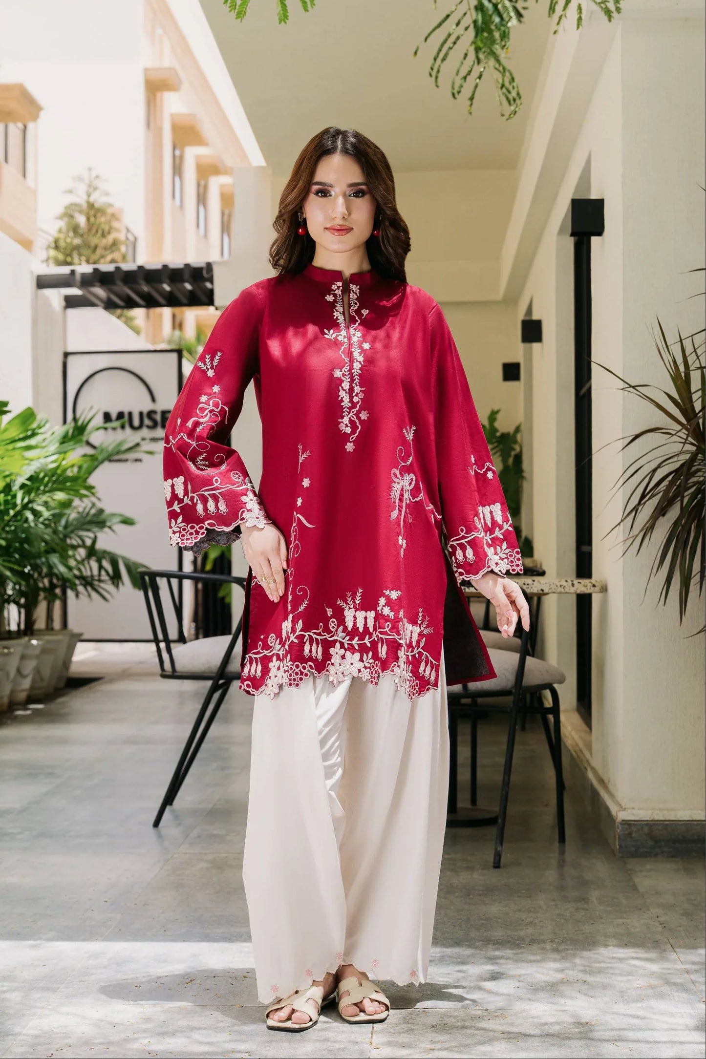 Rosette 3 PCs Embroidered Suit for Women | T