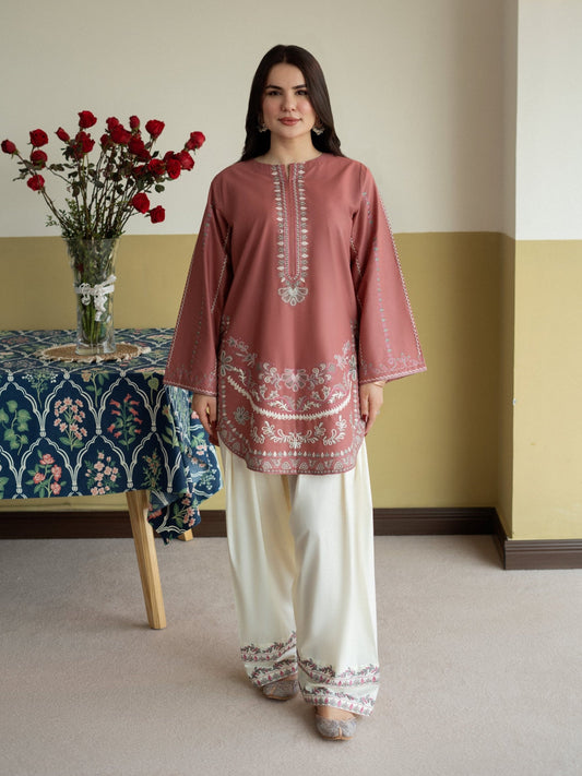 Blush Aura – Elegant Embroidered 2PC Dress AD