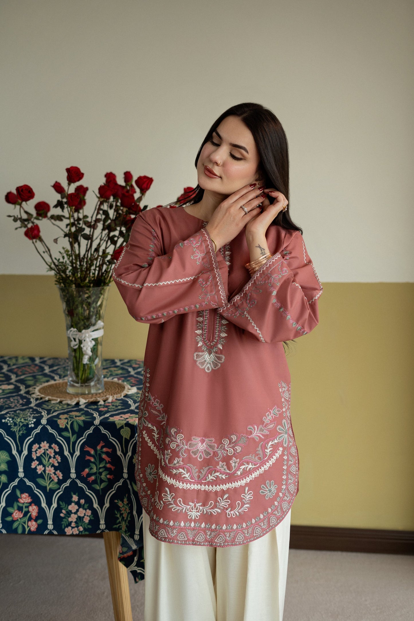 Blush Aura – Elegant Embroidered 2PC Dress AD