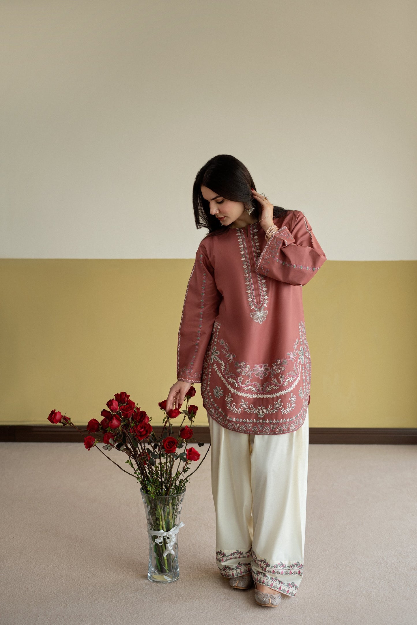 Blush Aura – Elegant Embroidered 2PC Dress AD