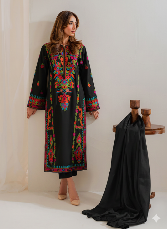 Multi Color Black 3Pcs – Stylish Women Suit | Picnpay