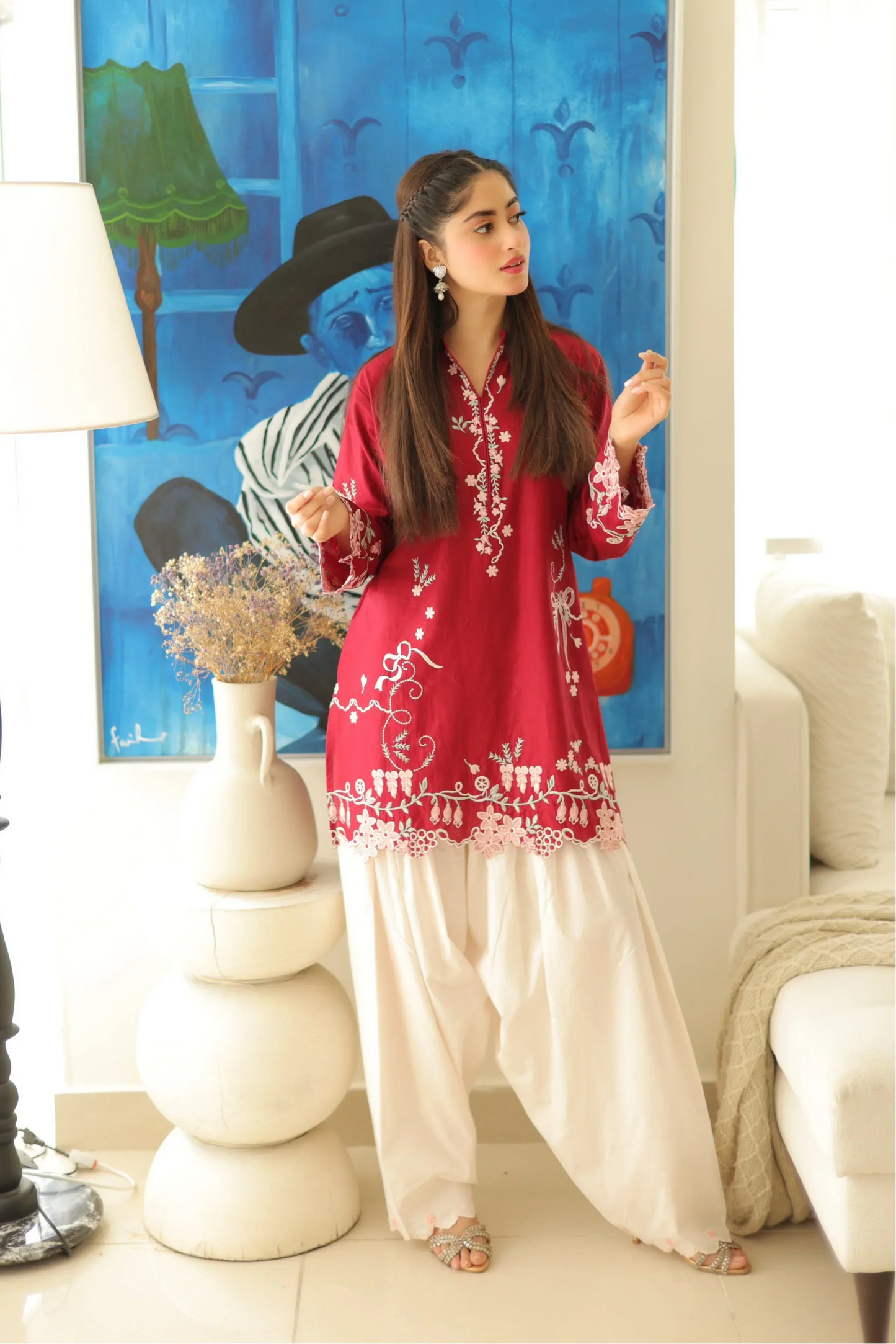 Rosette 3 PCs Embroidered Suit for Women | T