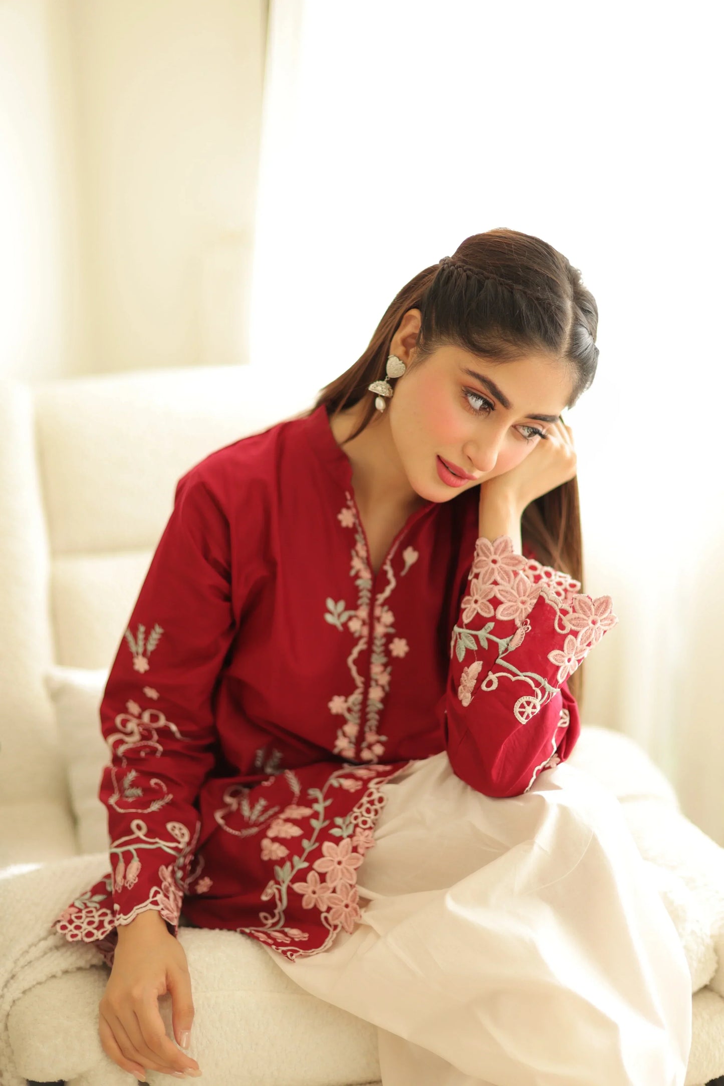 Rosette 3 PCs Embroidered Suit for Women | T