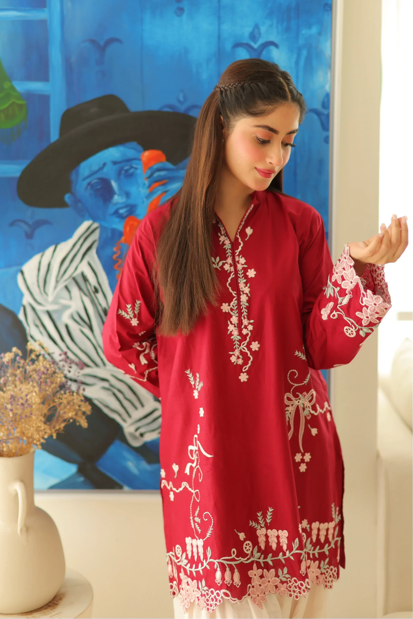 Rosette 3 PCs Embroidered Suit for Women | T