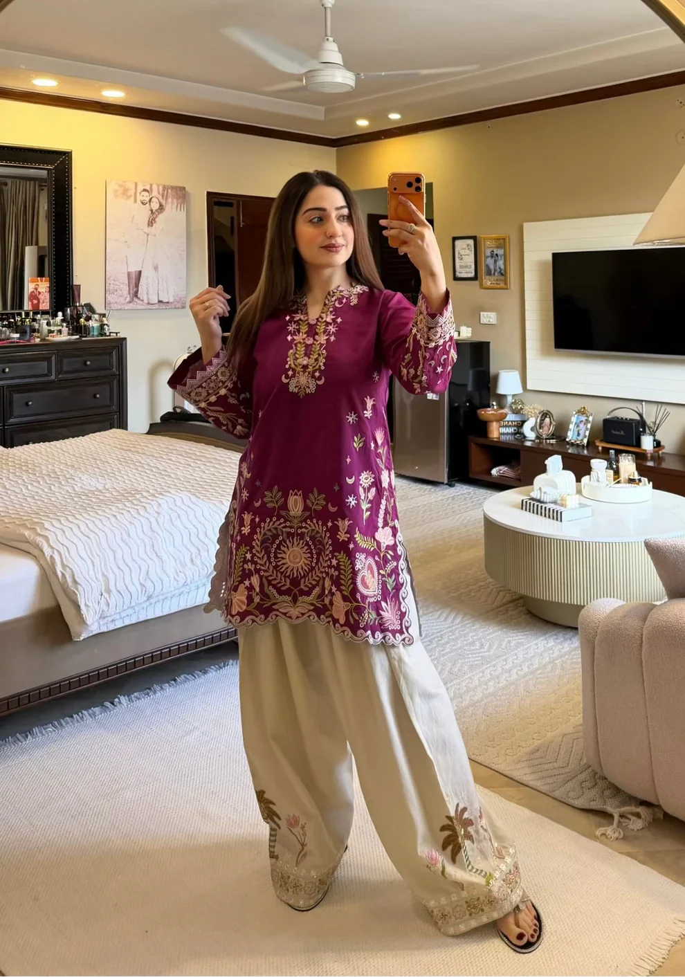 Mulberry Bloom 3 Piece Embroidered Suit for Women T