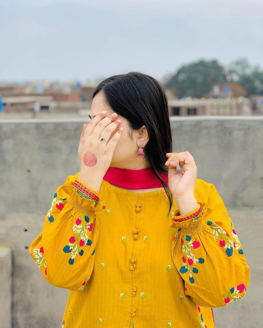 CARAMEL STICHED PLAZO 3PC