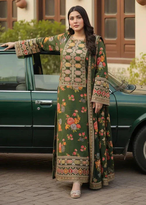 Nafisa Olive 3-piece  – Luxury Embroidered Suit | Ad & P keliza.pk