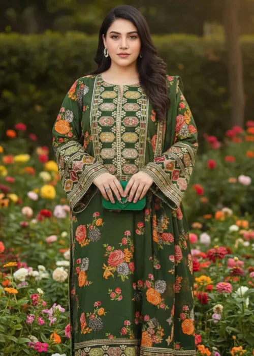 Nafisa Olive 3-piece  – Luxury Embroidered Suit | Ad & P keliza.pk