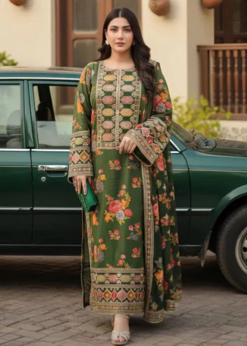 Nafisa Olive 3-piece  – Luxury Embroidered Suit | Ad & P keliza.pk