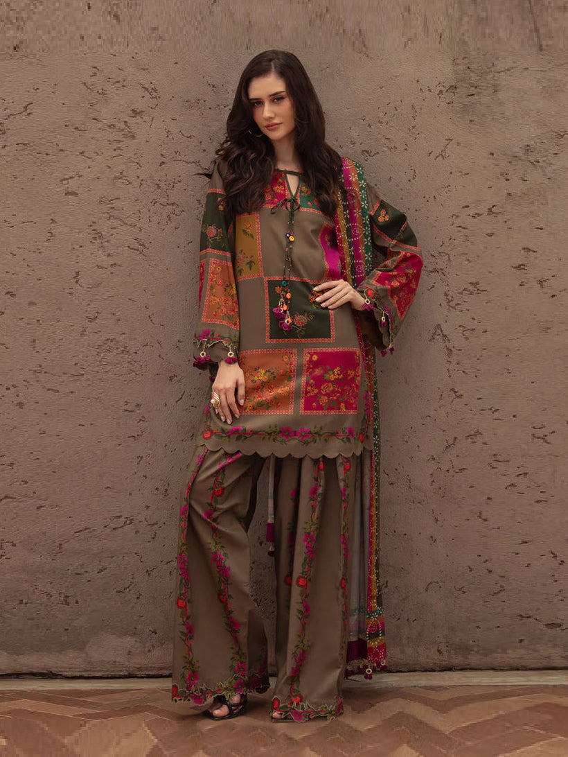 3 Piece Arzoo Brown Suit for Women – Elegant Party Wear Stitched Outfit