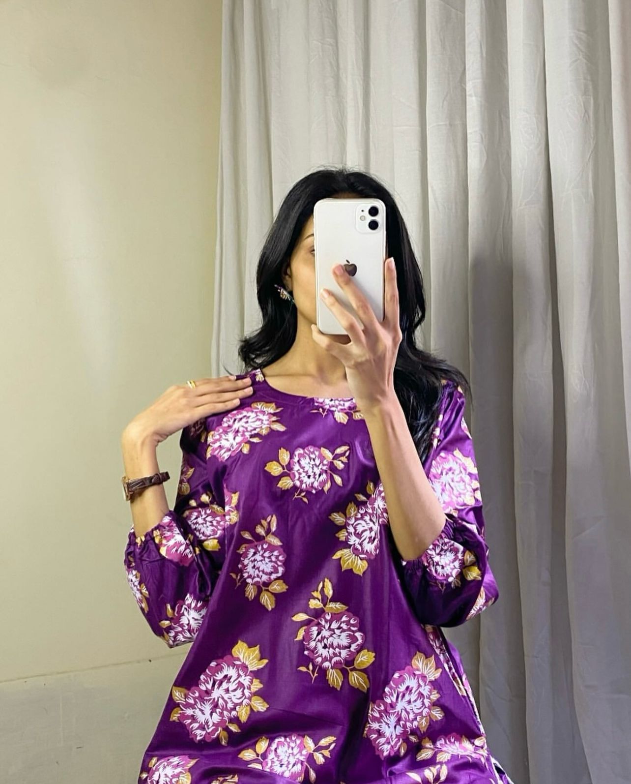 GULAB PRINT 3PCS Suit in Block Print on Lenin Fabric