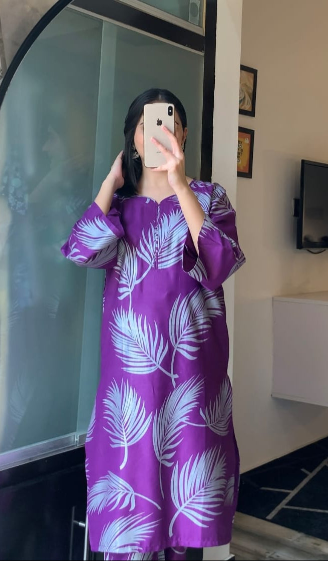 Big Leaf Print 2pcs Suit