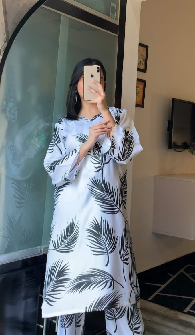 Big Leaf Print 2pcs Suit