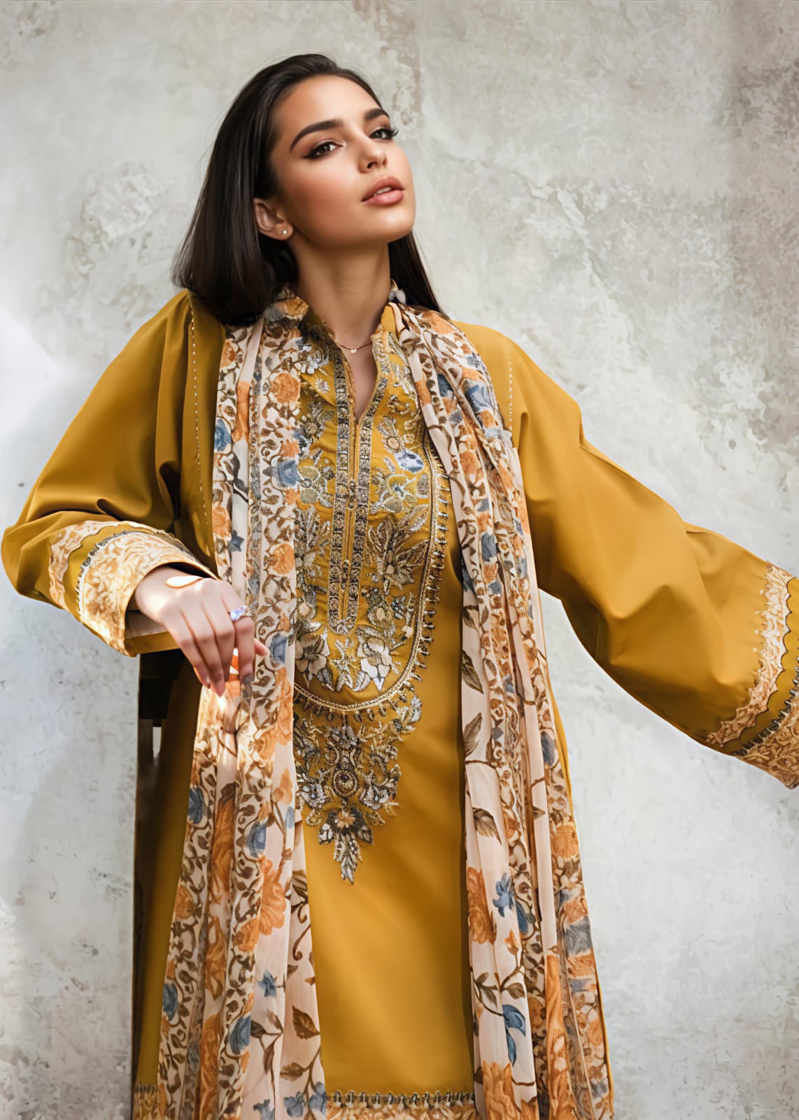 Honey Lawn Cotton Embroidered Kurta Set with Plazzo – Women