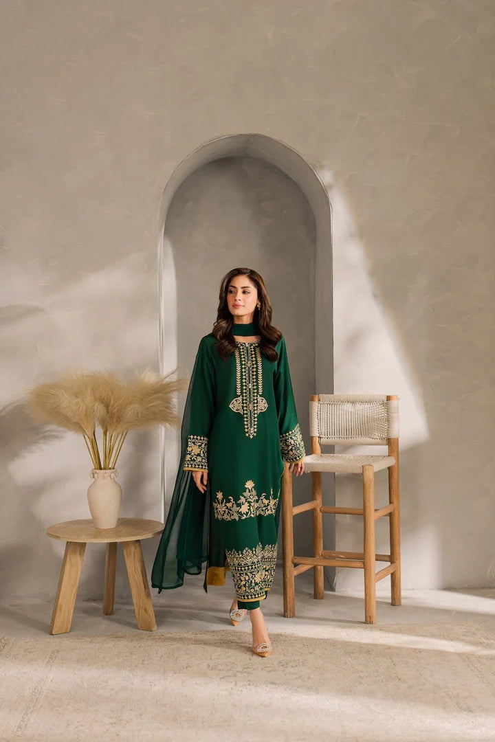 Elegant Premium Linen 3-Piece Embroidered Suit T