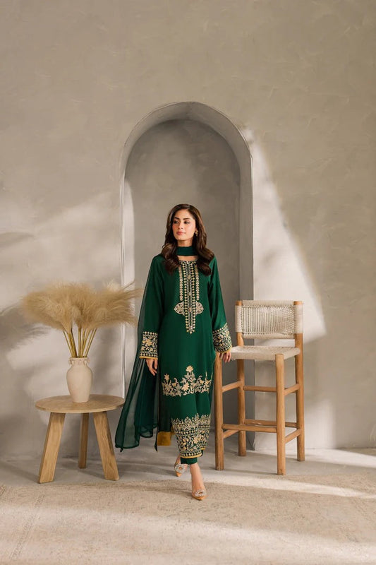 Elegant Premium Linen 3-Piece Embroidered Suit T