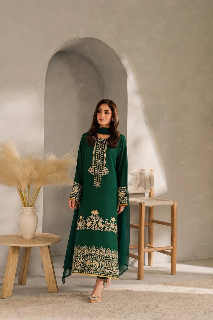 Elegant Premium Linen 3-Piece Embroidered Suit T